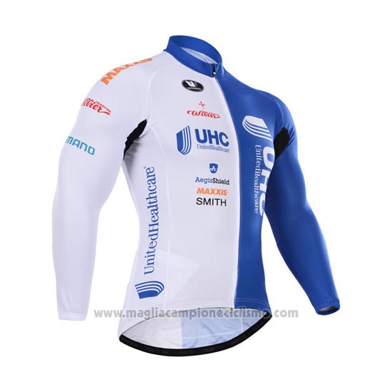 2015 Abbigliamento Ciclismo UHC Bianco e Celeste Manica Lunga e Salopette